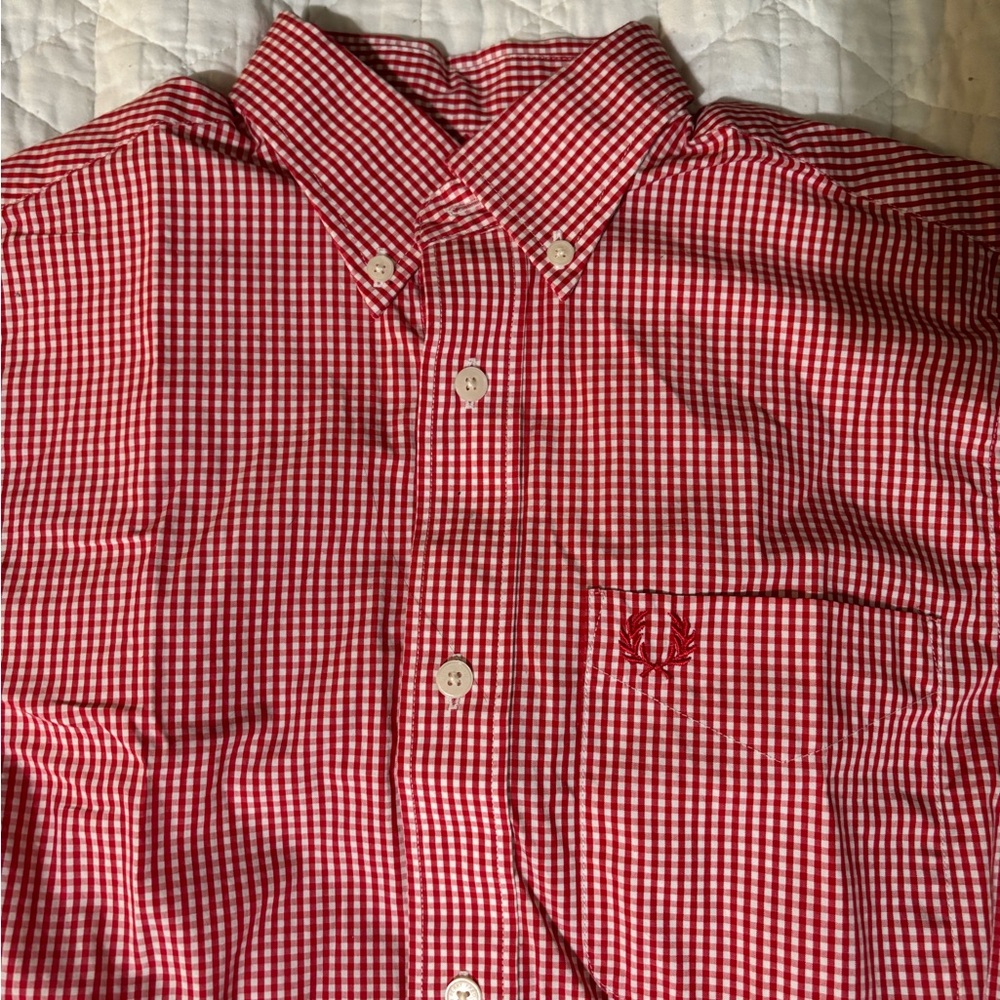 Fred Perry Red Checkered Men's Shirt